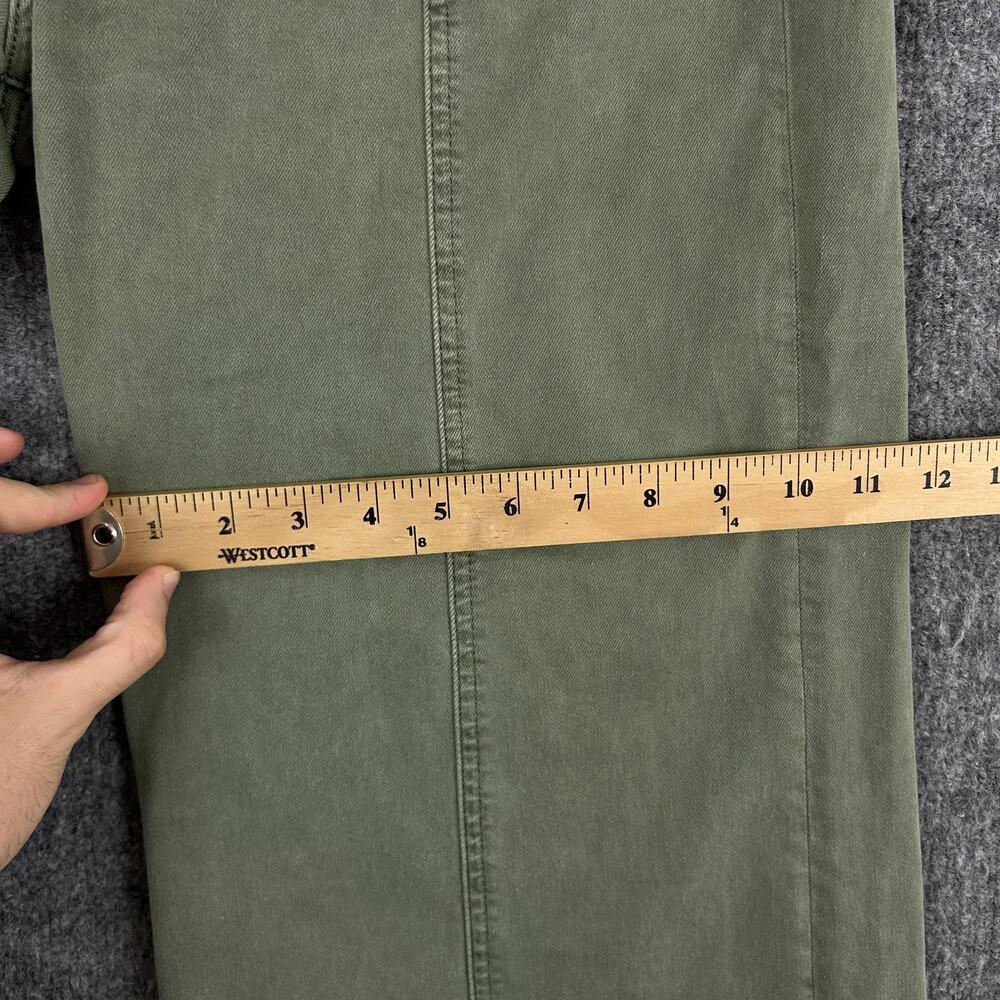 Paige Pants 31 Brooklyn Vintage Green High Rise Wide Leg Cropped Pleated Casual - Picture 15 of 16